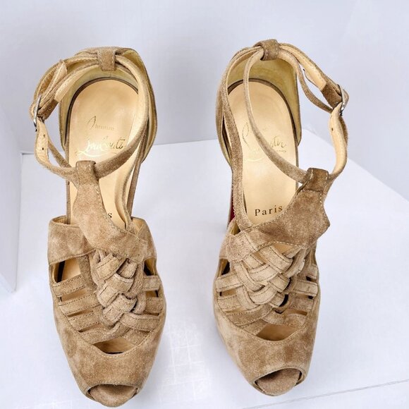 Christian Louboutin Suede Leather Carlotta Ultra High 160mm Platform Heels 35 - Picture 6 of 16
